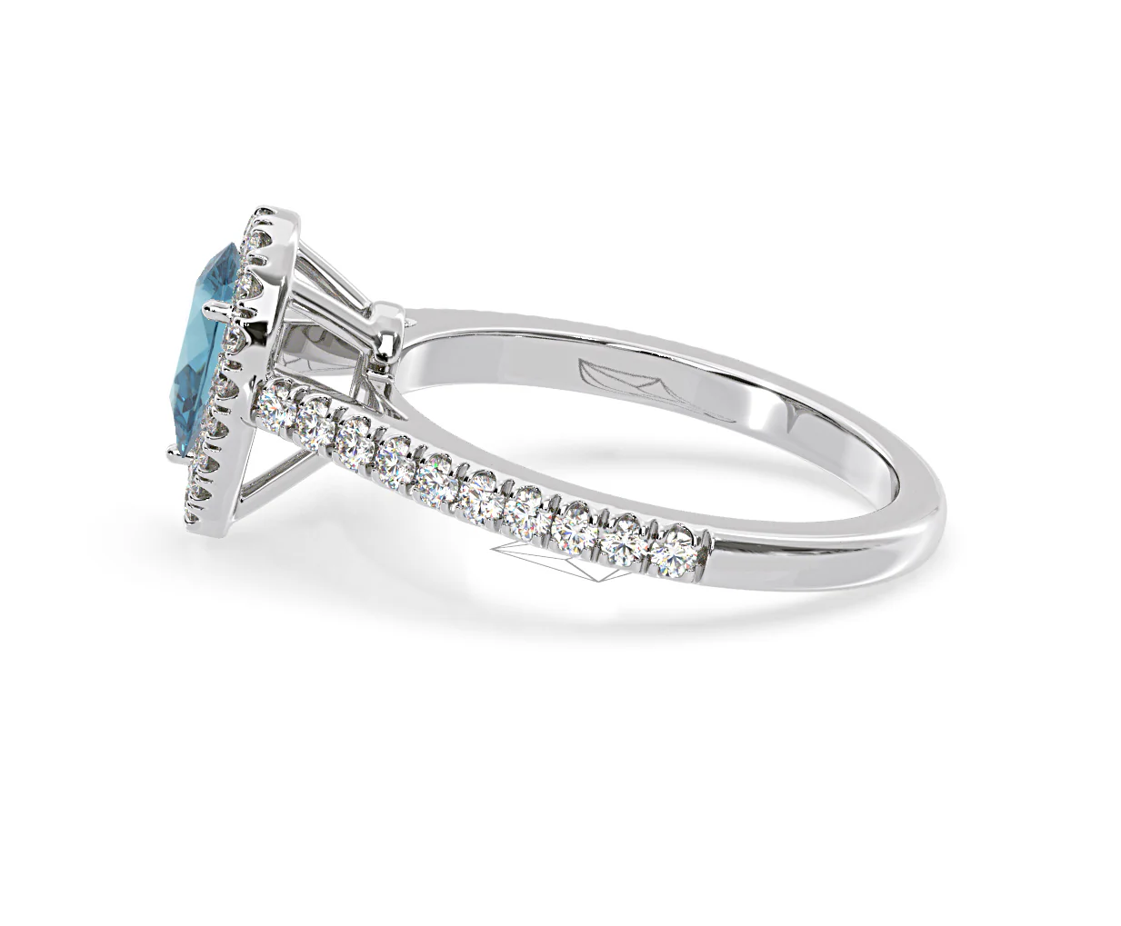 Diana Blue Lab Diamond Pear Halo Ring 1.00ct in Platinum - Elara Collection - Image 29
