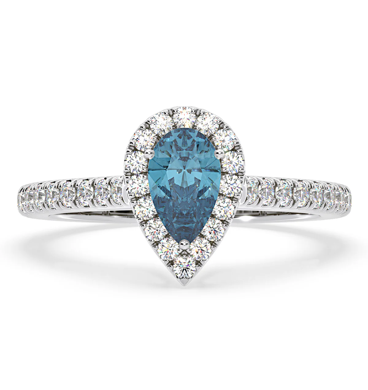 Diana Blue Lab Diamond Pear Halo Ring 1.00ct in Platinum - Elara Collection - Image 3