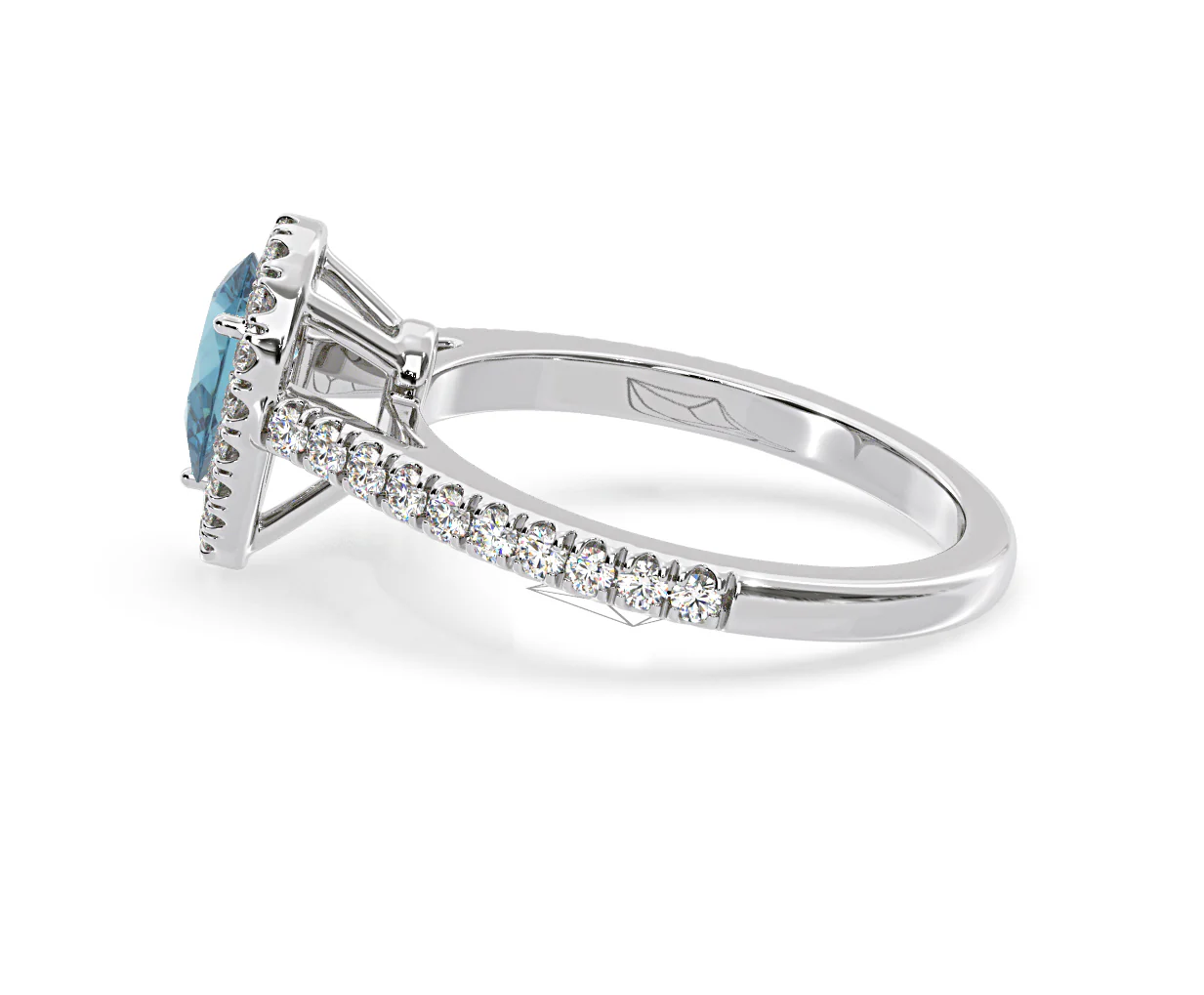 Diana Blue Lab Diamond Pear Halo Ring 1.00ct in Platinum - Elara Collection - Image 30