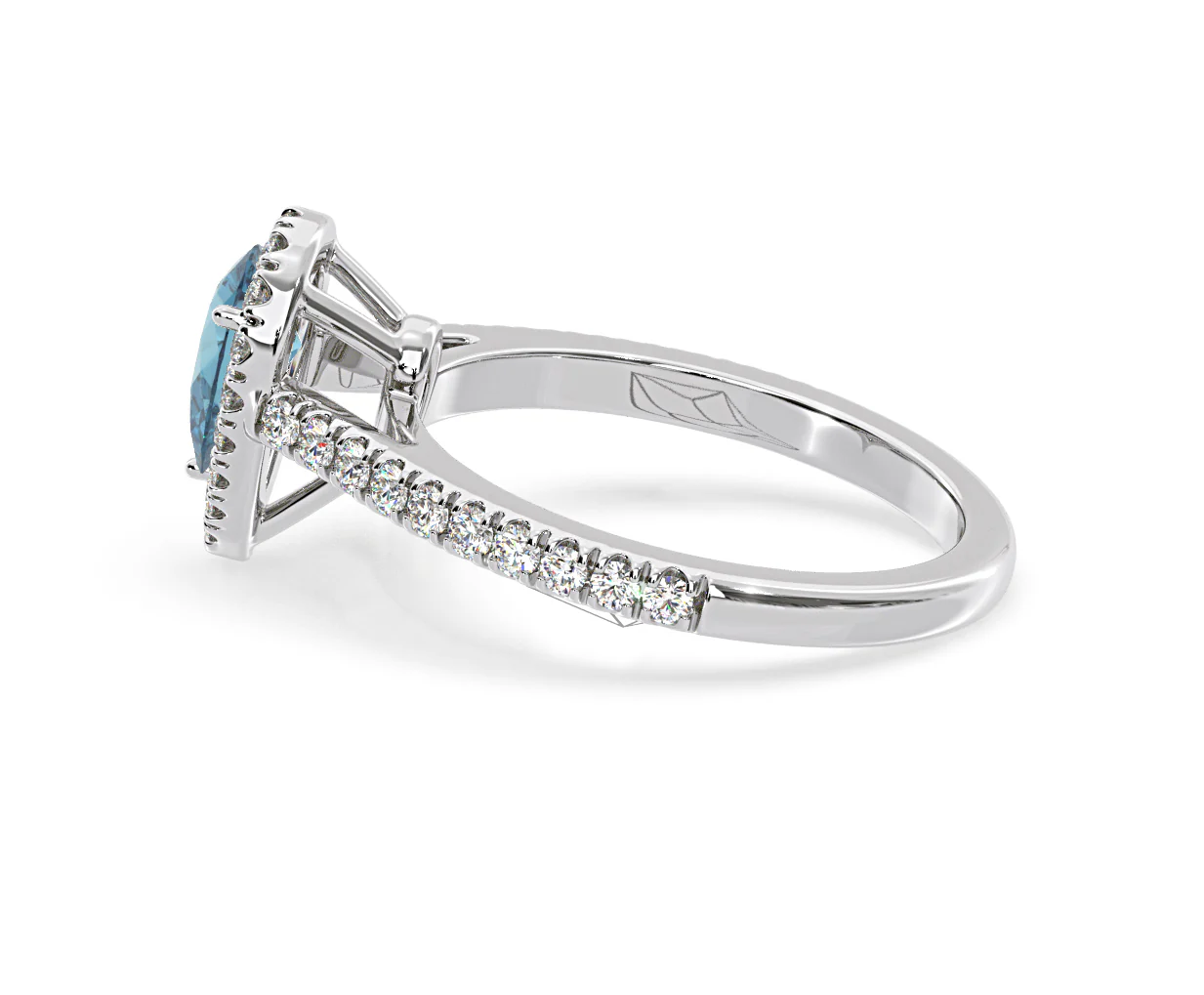 Diana Blue Lab Diamond Pear Halo Ring 1.00ct in Platinum - Elara Collection - Image 31