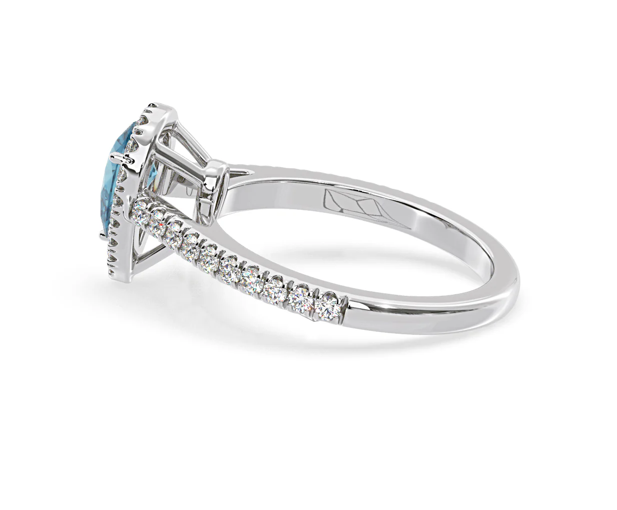 Diana Blue Lab Diamond Pear Halo Ring 1.00ct in Platinum - Elara Collection - Image 32