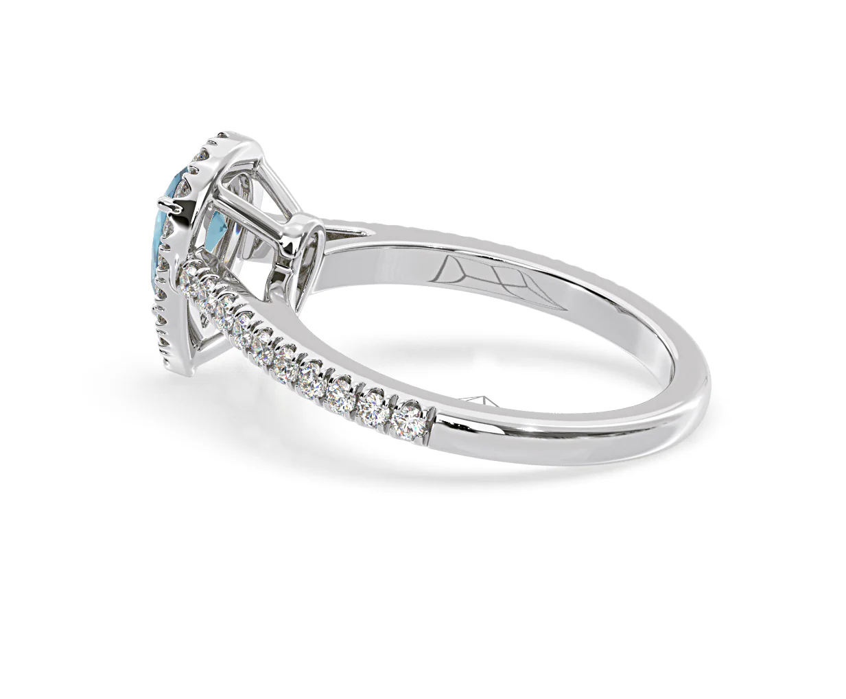 Diana Blue Lab Diamond Pear Halo Ring 1.00ct in Platinum - Elara Collection - Image 34