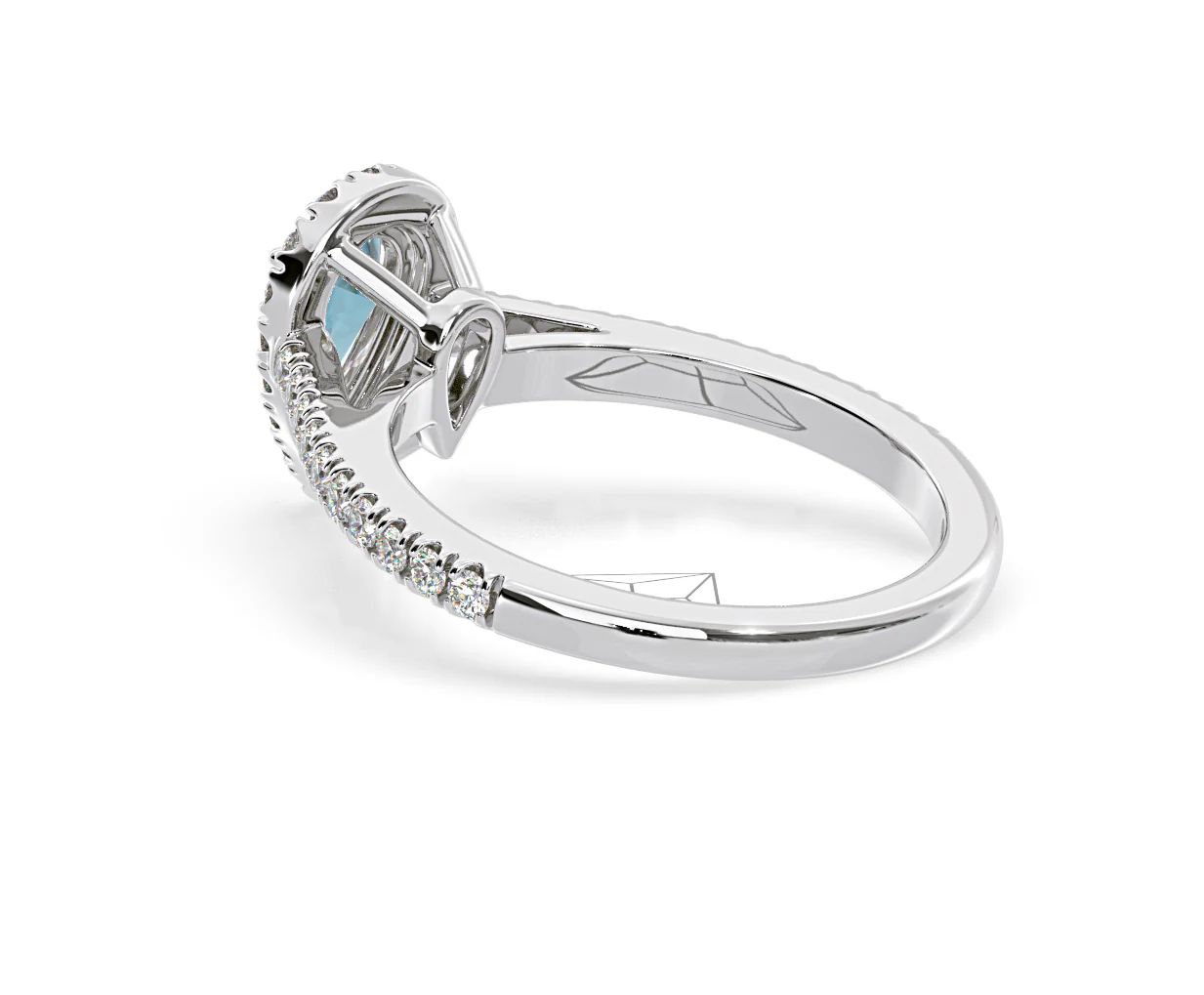 Diana Blue Lab Diamond Pear Halo Ring 1.00ct in Platinum - Elara Collection - Image 38