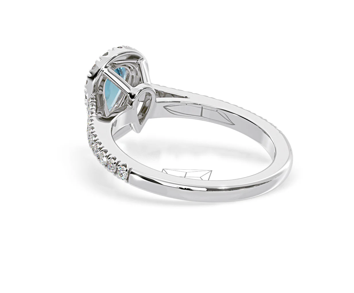 Diana Blue Lab Diamond Pear Halo Ring 1.00ct in Platinum - Elara Collection - Image 40