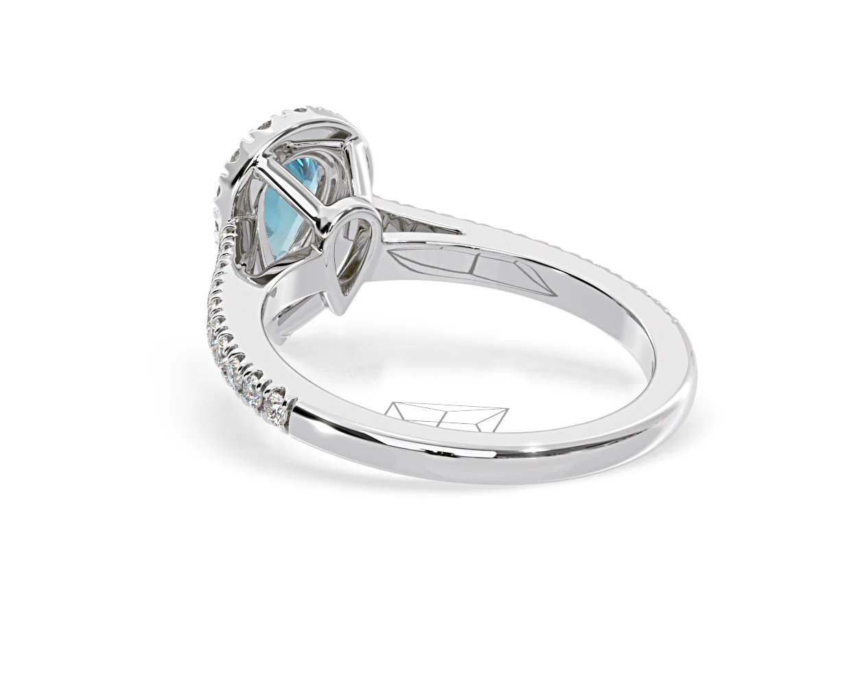 Diana Blue Lab Diamond Pear Halo Ring 1.00ct in Platinum - Elara Collection - Image 41