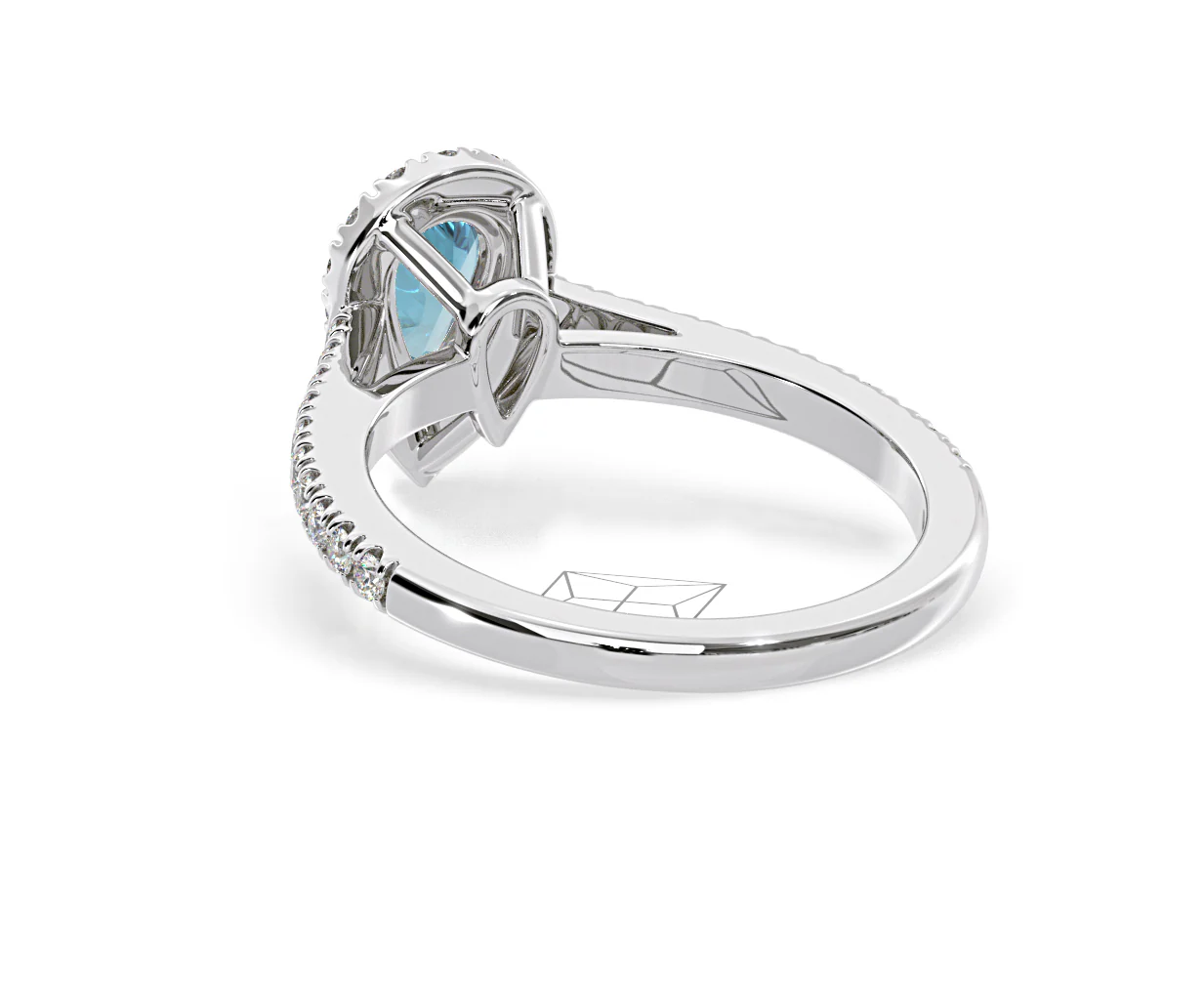 Diana Blue Lab Diamond Pear Halo Ring 1.00ct in Platinum - Elara Collection - Image 42
