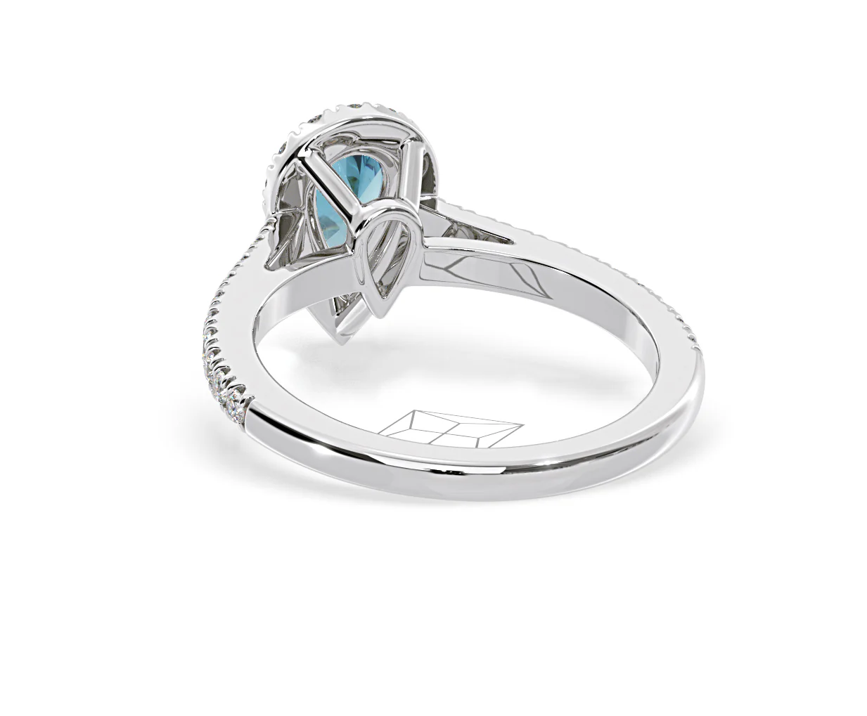 Diana Blue Lab Diamond Pear Halo Ring 1.00ct in Platinum - Elara Collection - Image 44
