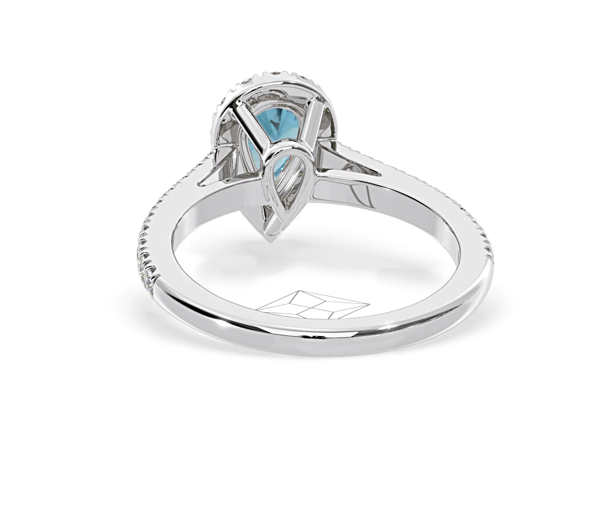 Diana Blue Lab Diamond Pear Halo Ring 1.00ct in Platinum - Elara Collection - Image 46
