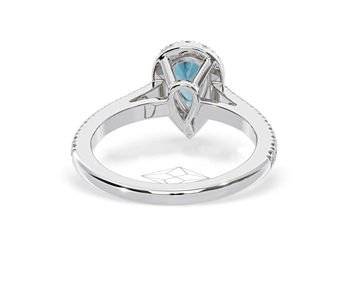 Diana Blue Lab Diamond Pear Halo Ring 1.00ct in Platinum - Elara Collection - Image 50