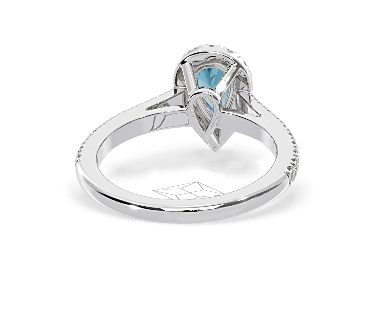 Diana Blue Lab Diamond Pear Halo Ring 1.00ct in Platinum - Elara Collection - Image 51