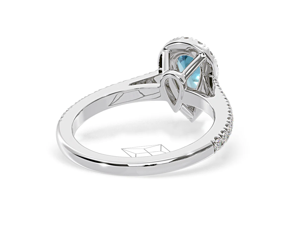 Diana Blue Lab Diamond Pear Halo Ring 1.00ct in Platinum - Elara Collection - Image 54
