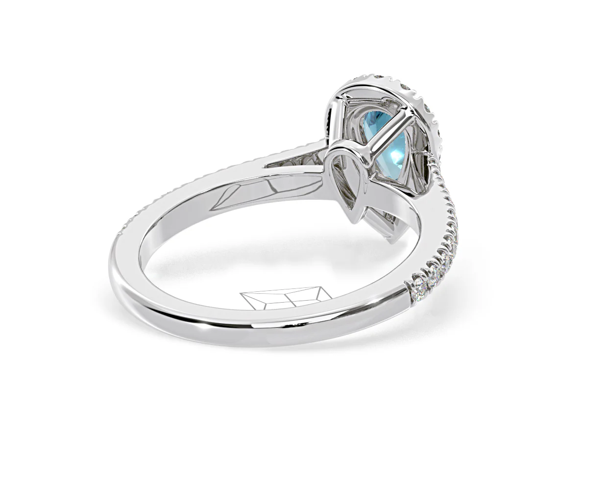 Diana Blue Lab Diamond Pear Halo Ring 1.00ct in Platinum - Elara Collection - Image 55