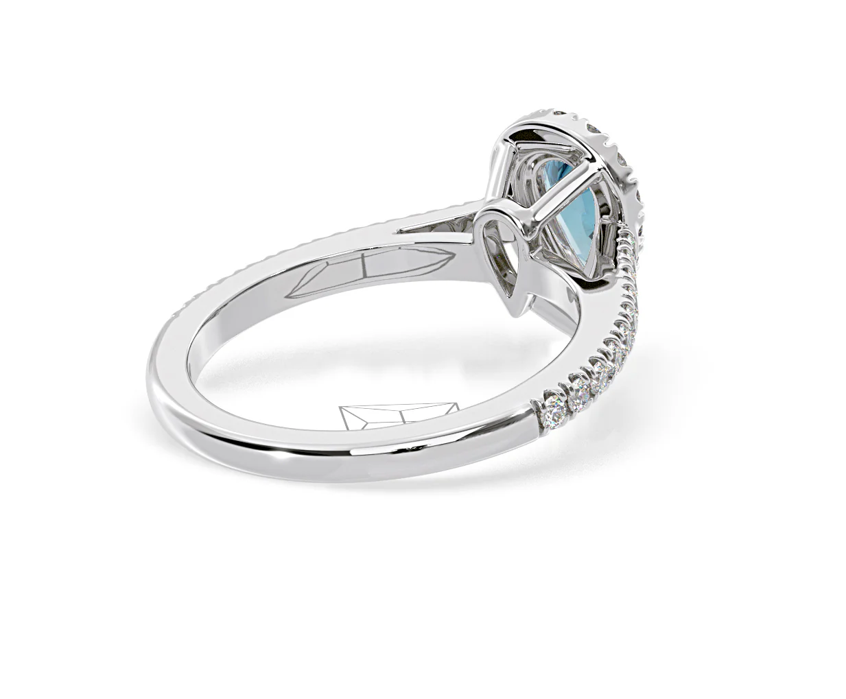 Diana Blue Lab Diamond Pear Halo Ring 1.00ct in Platinum - Elara Collection - Image 57