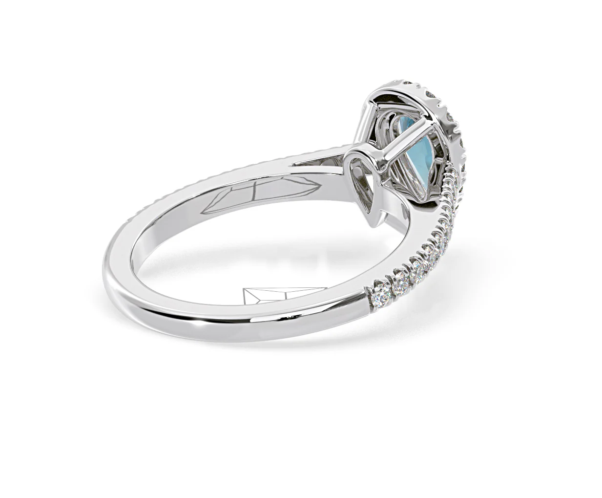Diana Blue Lab Diamond Pear Halo Ring 1.00ct in Platinum - Elara Collection - Image 58