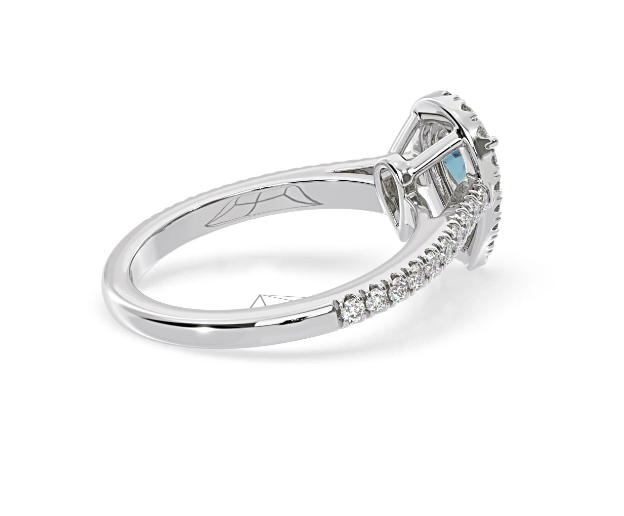 Diana Blue Lab Diamond Pear Halo Ring 1.00ct in Platinum - Elara Collection - Image 61