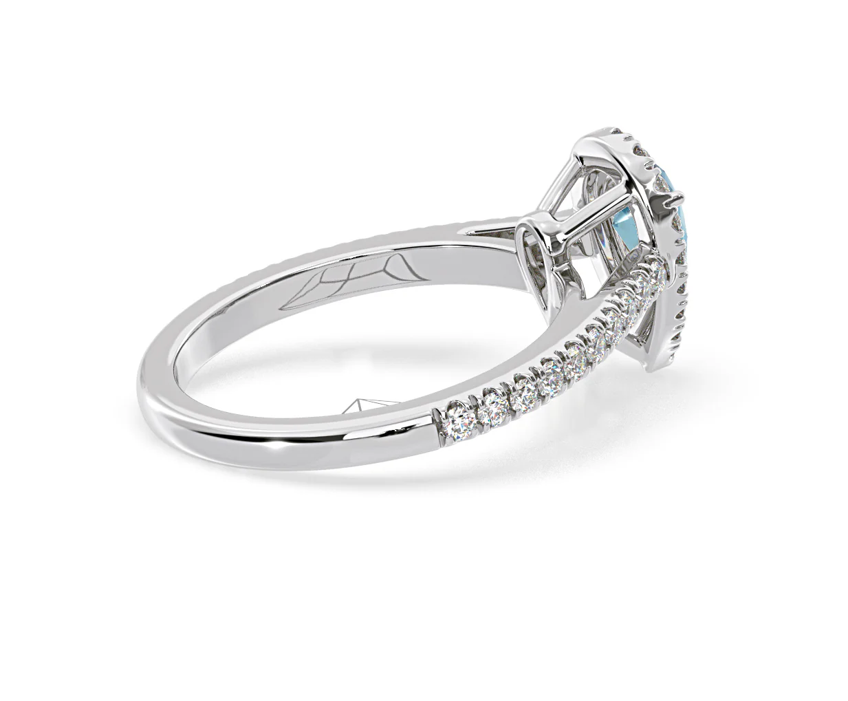 Diana Blue Lab Diamond Pear Halo Ring 1.00ct in Platinum - Elara Collection - Image 62