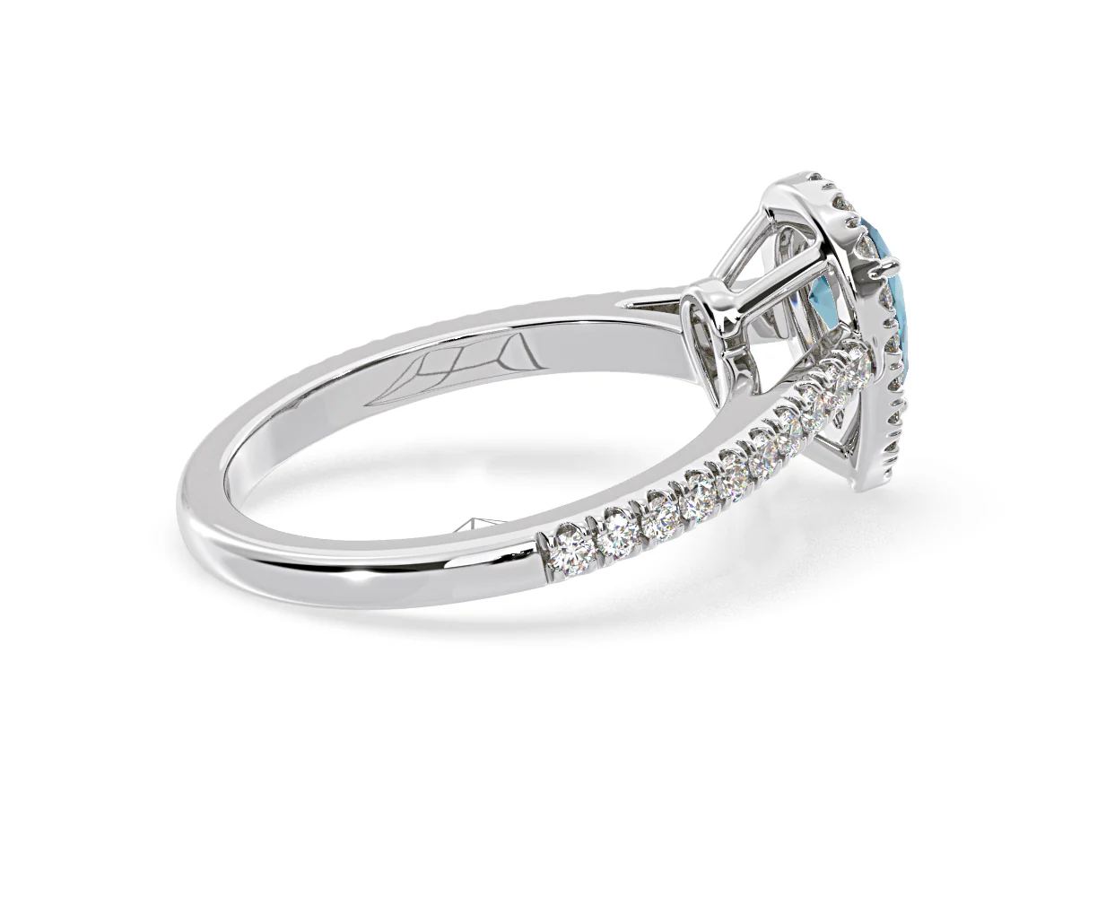Diana Blue Lab Diamond Pear Halo Ring 1.00ct in Platinum - Elara Collection - Image 63