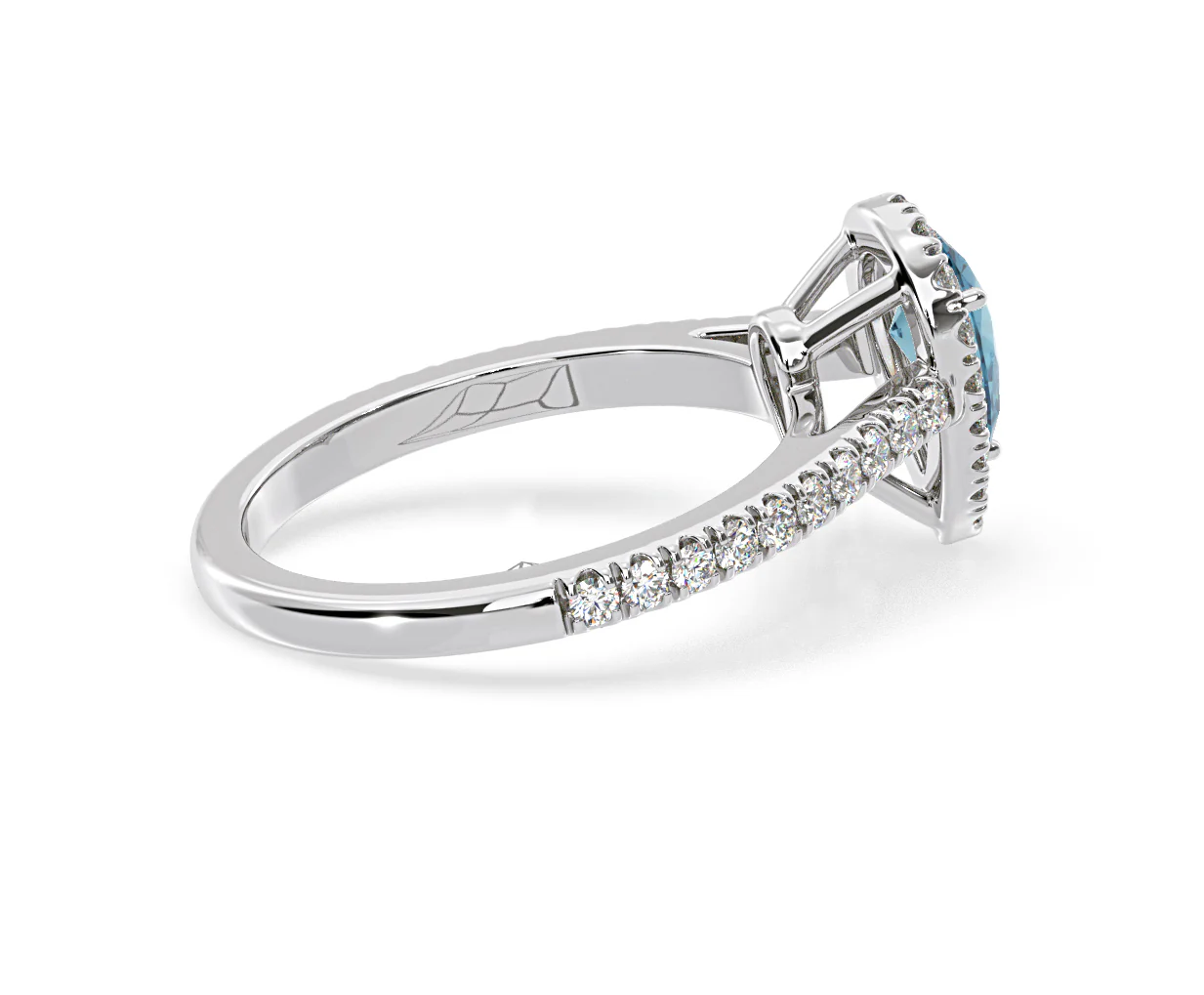 Diana Blue Lab Diamond Pear Halo Ring 1.00ct in Platinum - Elara Collection - Image 64