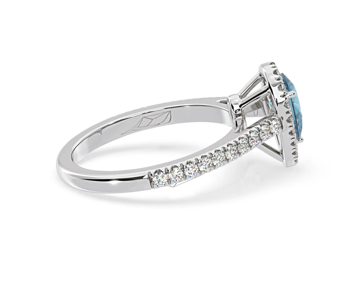 Diana Blue Lab Diamond Pear Halo Ring 1.00ct in Platinum - Elara Collection - Image 66