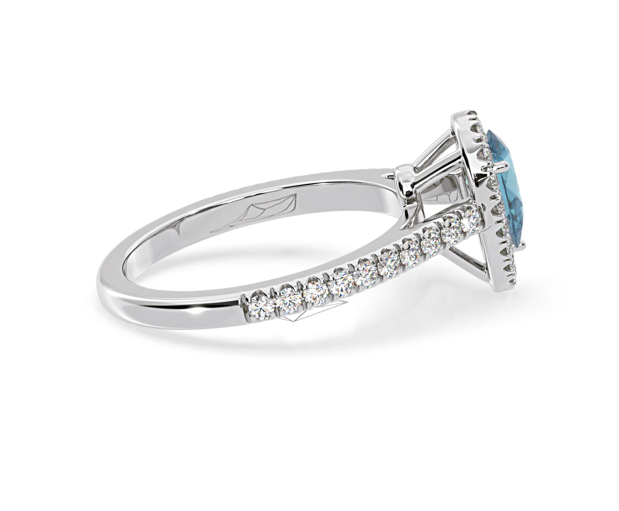 Diana Blue Lab Diamond Pear Halo Ring 1.00ct in Platinum - Elara Collection - Image 67