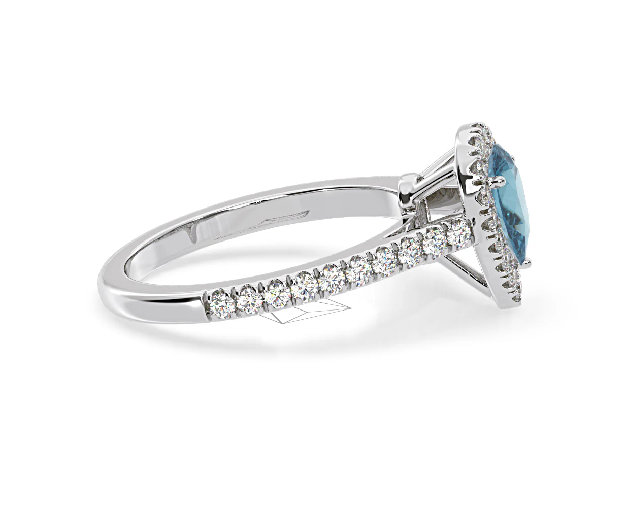 Diana Blue Lab Diamond Pear Halo Ring 1.00ct in Platinum - Elara Collection - Image 70