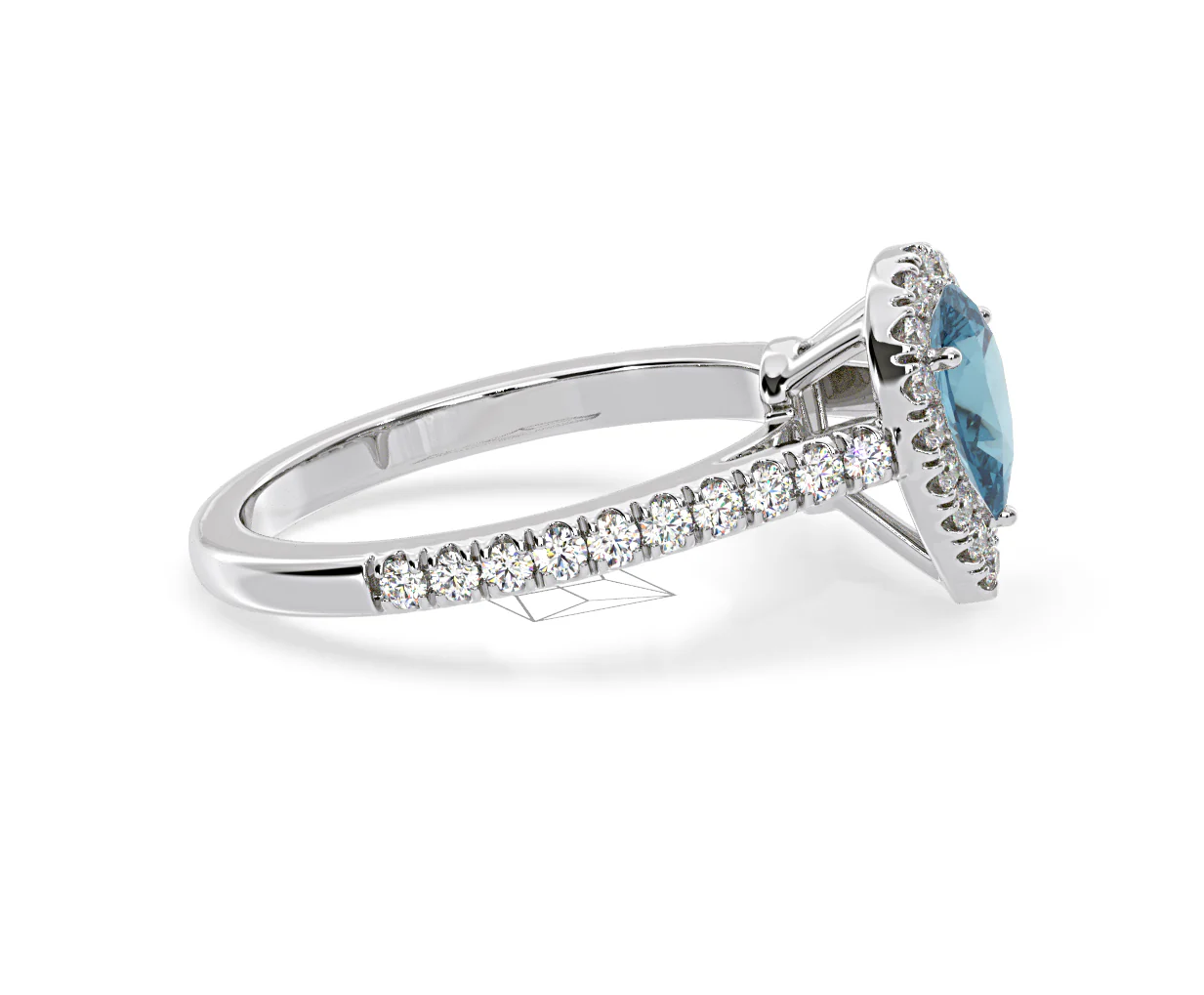 Diana Blue Lab Diamond Pear Halo Ring 1.00ct in Platinum - Elara Collection - Image 71