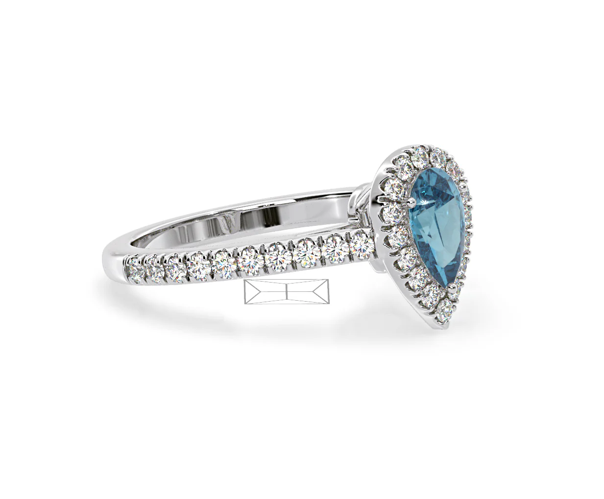 Diana Blue Lab Diamond Pear Halo Ring 1.00ct in Platinum - Elara Collection - Image 78