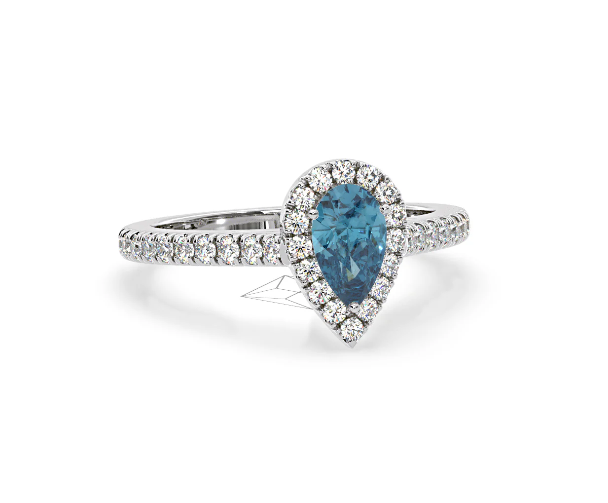 Diana Blue Lab Diamond Pear Halo Ring 1.00ct in Platinum - Elara Collection - Image 85