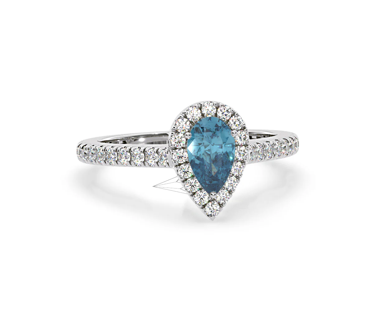 Diana Blue Lab Diamond Pear Halo Ring 1.00ct in Platinum - Elara Collection - Image 86