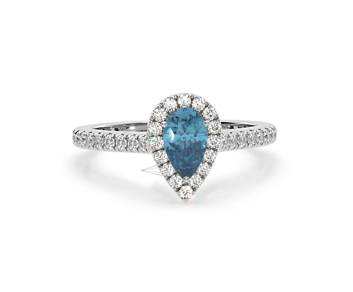 Diana Blue Lab Diamond Pear Halo Ring 1.00ct in Platinum - Elara Collection - Image 87