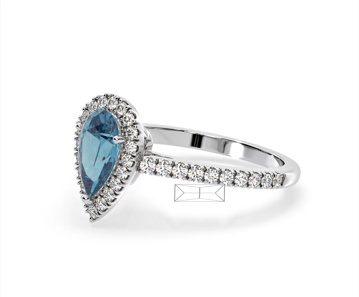Diana Blue Lab Diamond Pear Halo Ring 1.60ct in 18K White Gold - Elara Collection - Image 17