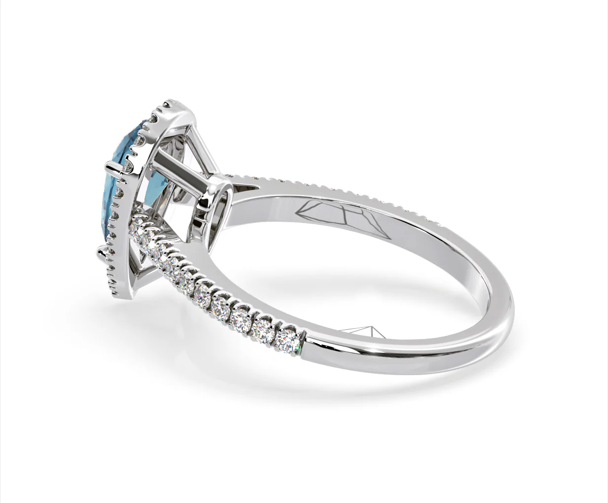 Diana Blue Lab Diamond Pear Halo Ring 1.60ct in 18K White Gold - Elara Collection - Image 32
