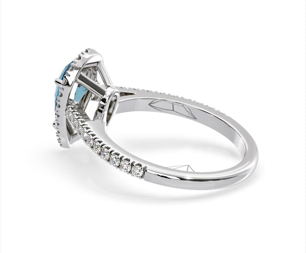 Diana Blue Lab Diamond Pear Halo Ring 1.60ct in 18K White Gold - Elara Collection - Image 33