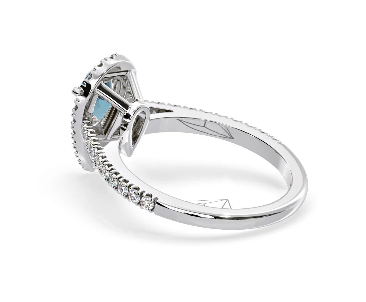 Diana Blue Lab Diamond Pear Halo Ring 1.60ct in 18K White Gold - Elara Collection - Image 35