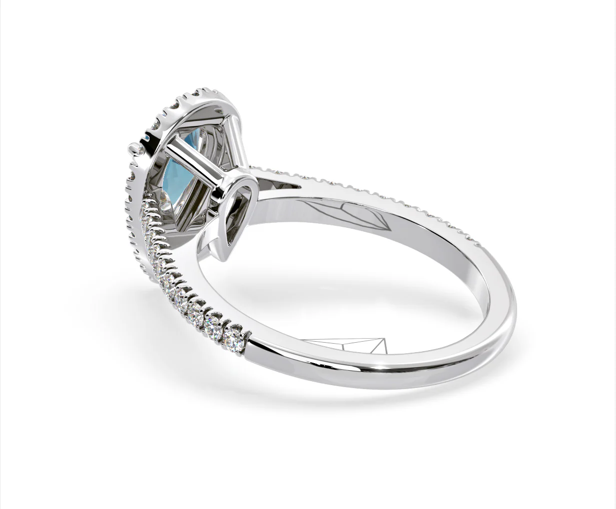 Diana Blue Lab Diamond Pear Halo Ring 1.60ct in 18K White Gold - Elara Collection - Image 36