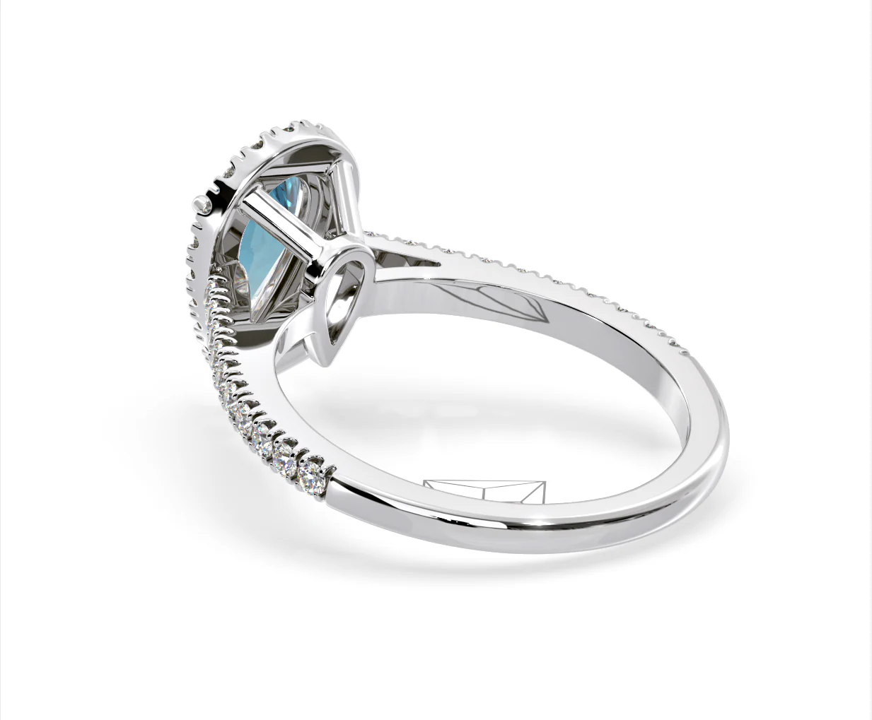 Diana Blue Lab Diamond Pear Halo Ring 1.60ct in 18K White Gold - Elara Collection - Image 37