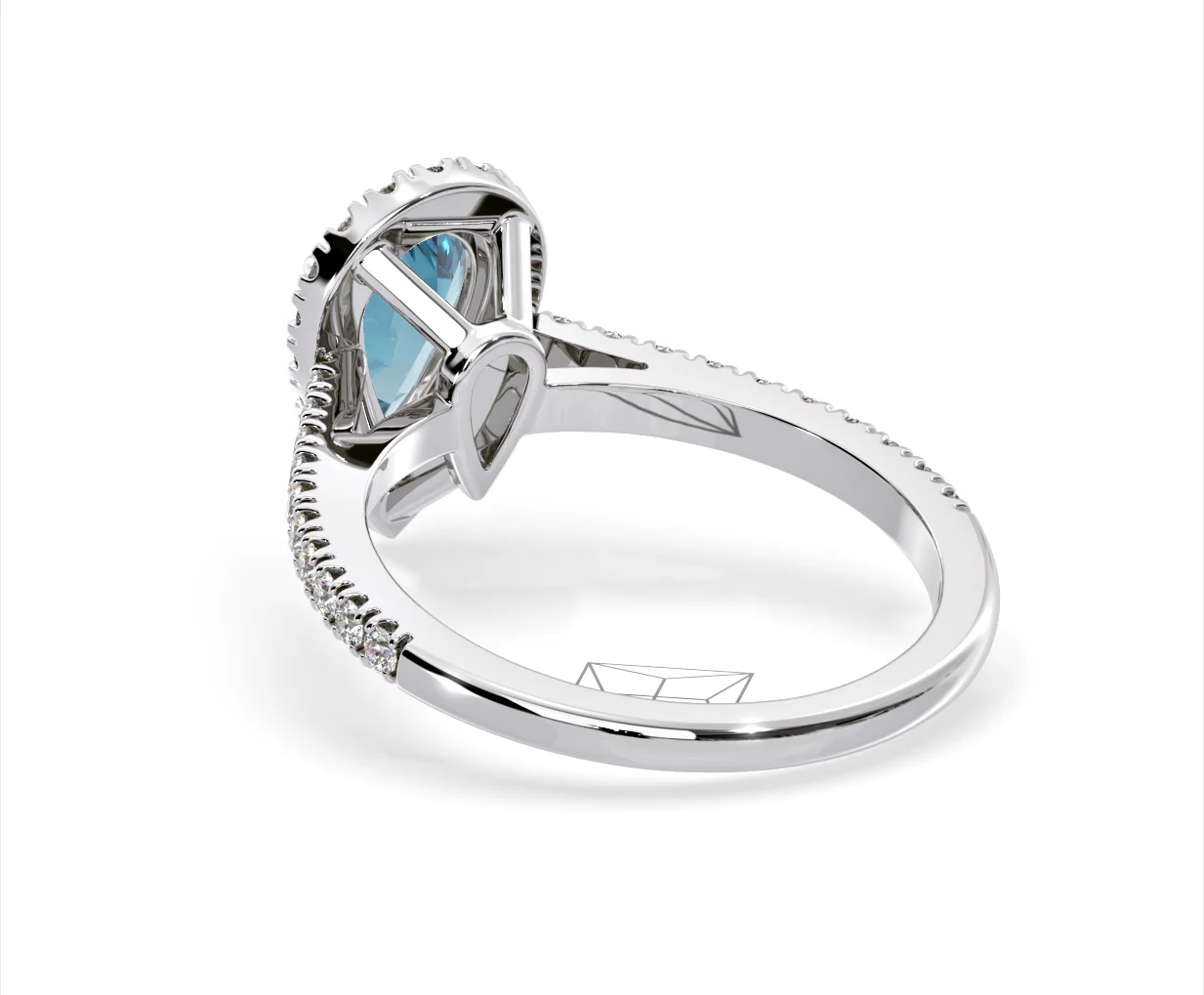 Diana Blue Lab Diamond Pear Halo Ring 1.60ct in 18K White Gold - Elara Collection - Image 39
