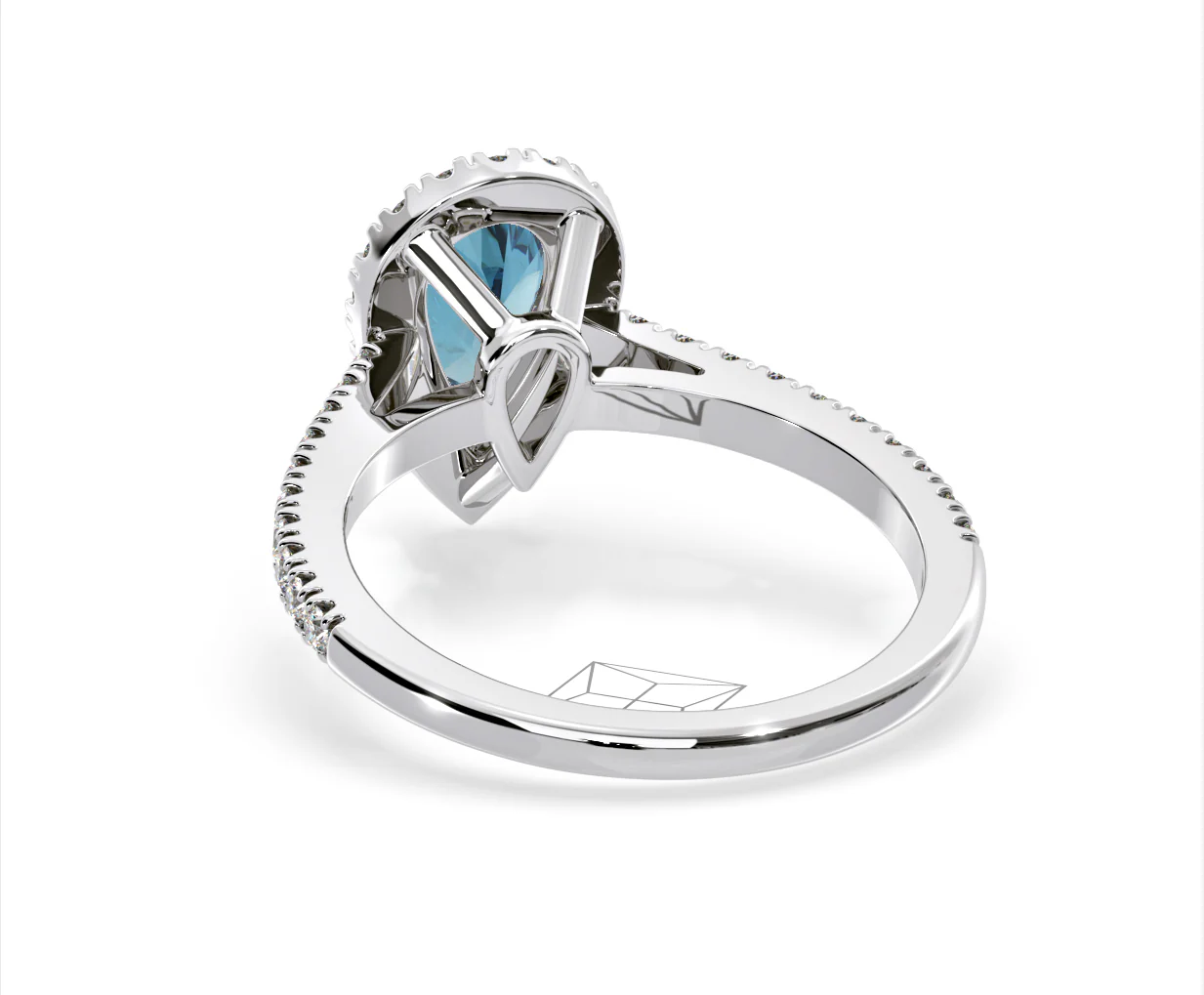 Diana Blue Lab Diamond Pear Halo Ring 1.60ct in 18K White Gold - Elara Collection - Image 42