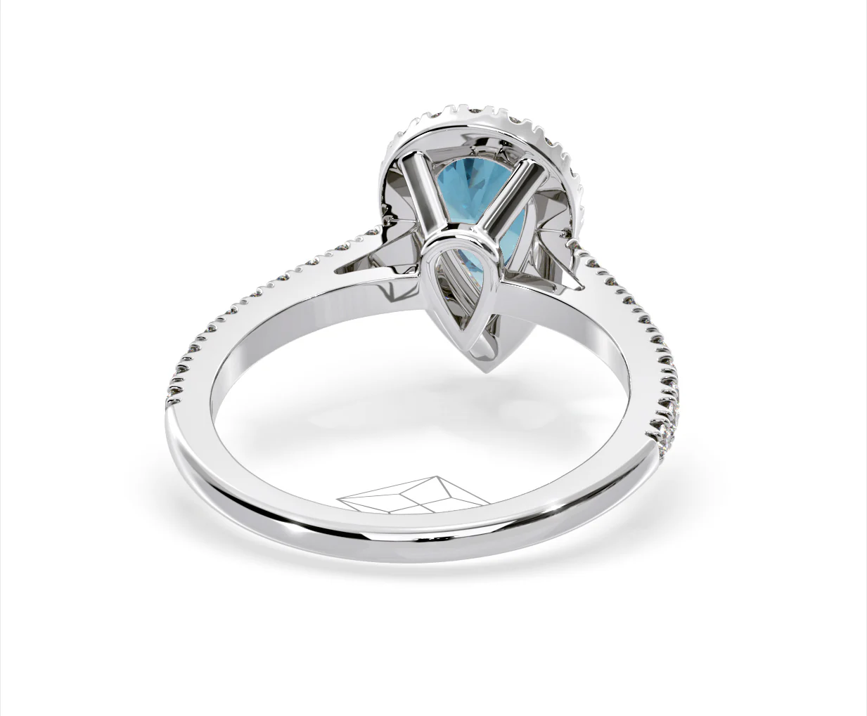 Diana Blue Lab Diamond Pear Halo Ring 1.60ct in 18K White Gold - Elara Collection - Image 49