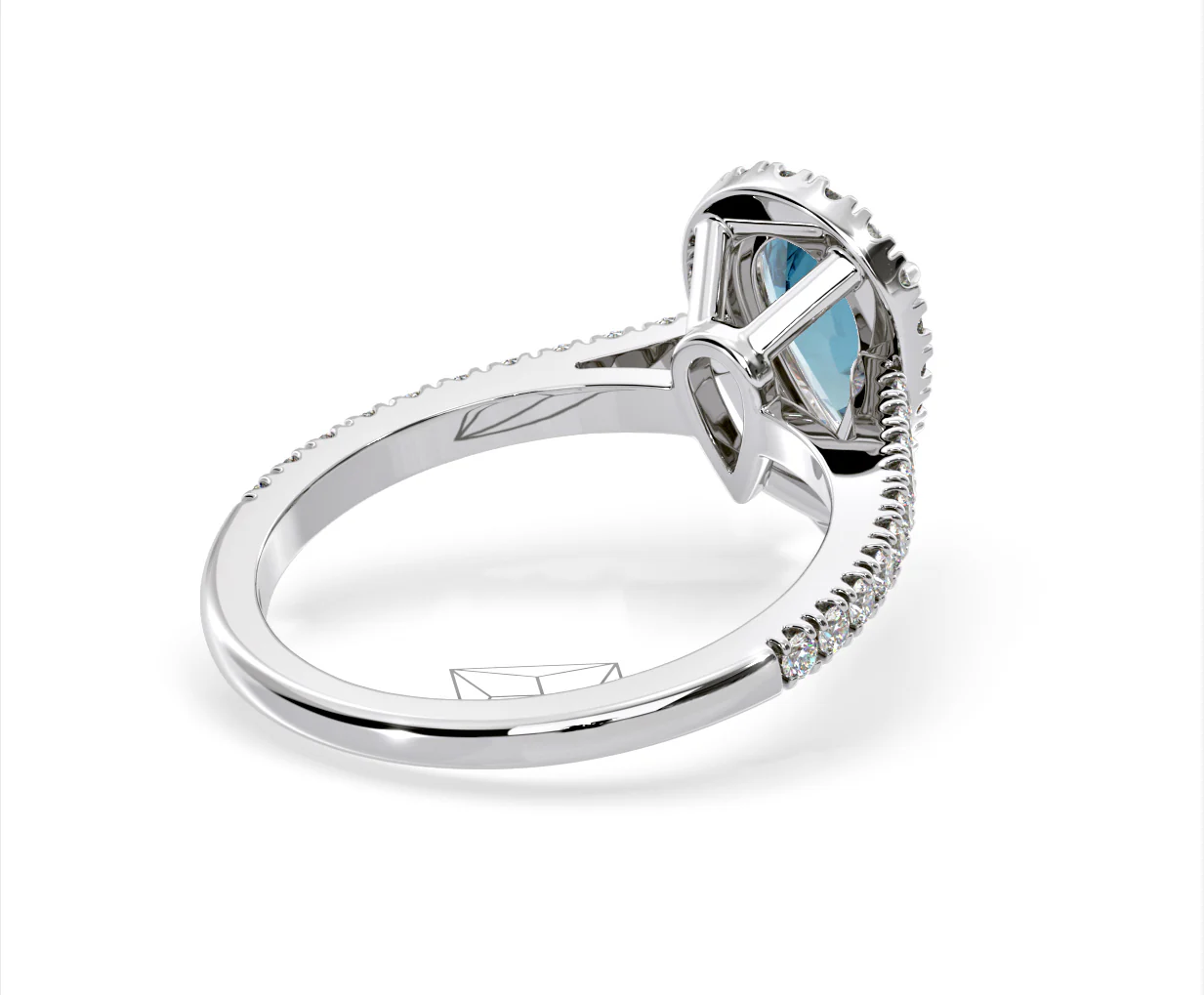 Diana Blue Lab Diamond Pear Halo Ring 1.60ct in 18K White Gold - Elara Collection - Image 55