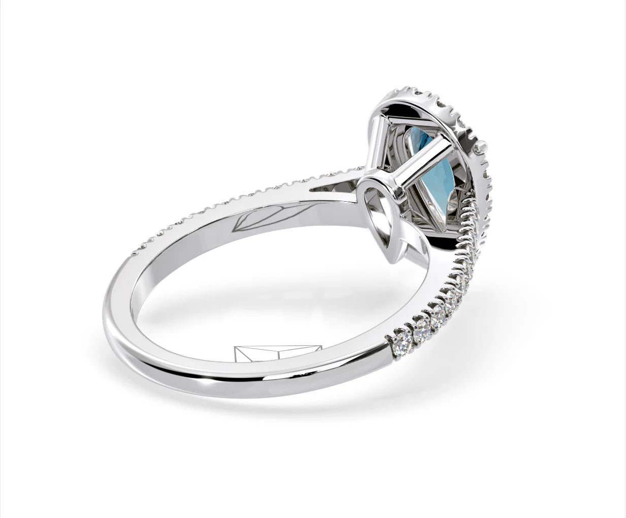 Diana Blue Lab Diamond Pear Halo Ring 1.60ct in 18K White Gold - Elara Collection - Image 56