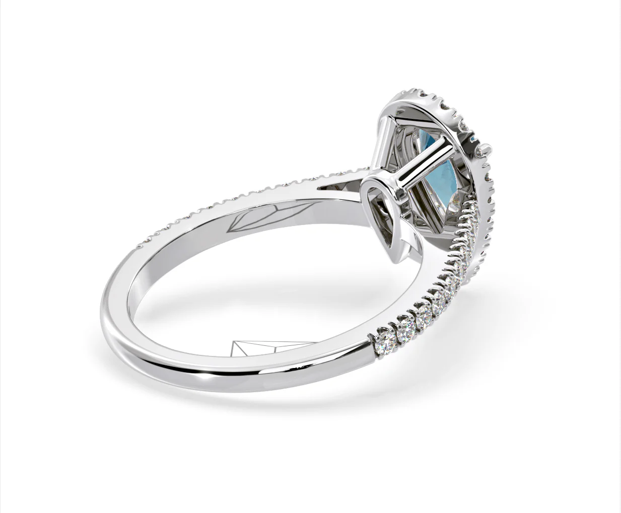 Diana Blue Lab Diamond Pear Halo Ring 1.60ct in 18K White Gold - Elara Collection - Image 57