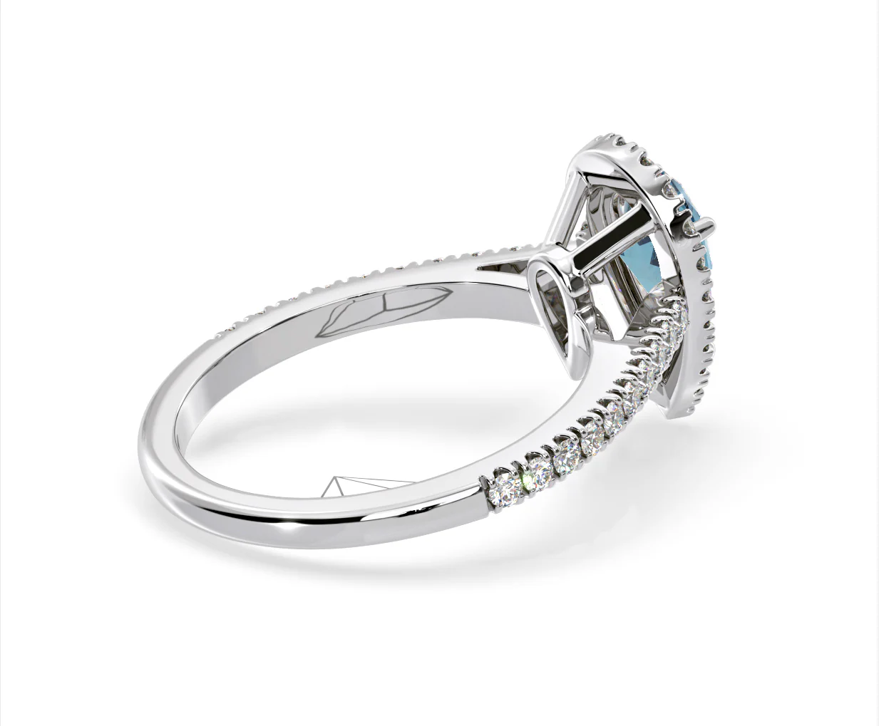 Diana Blue Lab Diamond Pear Halo Ring 1.60ct in 18K White Gold - Elara Collection - Image 59