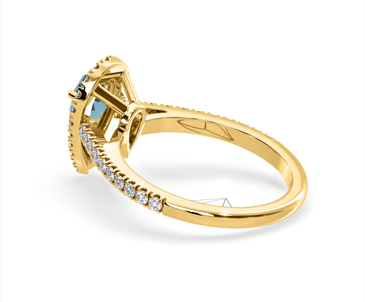 Diana Blue Lab Diamond Pear Halo Ring 1.60ct in 18K Yellow Gold - Elara Collection - Image 34