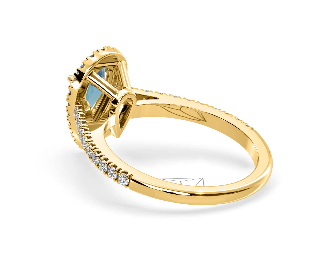 Diana Blue Lab Diamond Pear Halo Ring 1.60ct in 18K Yellow Gold - Elara Collection - Image 36