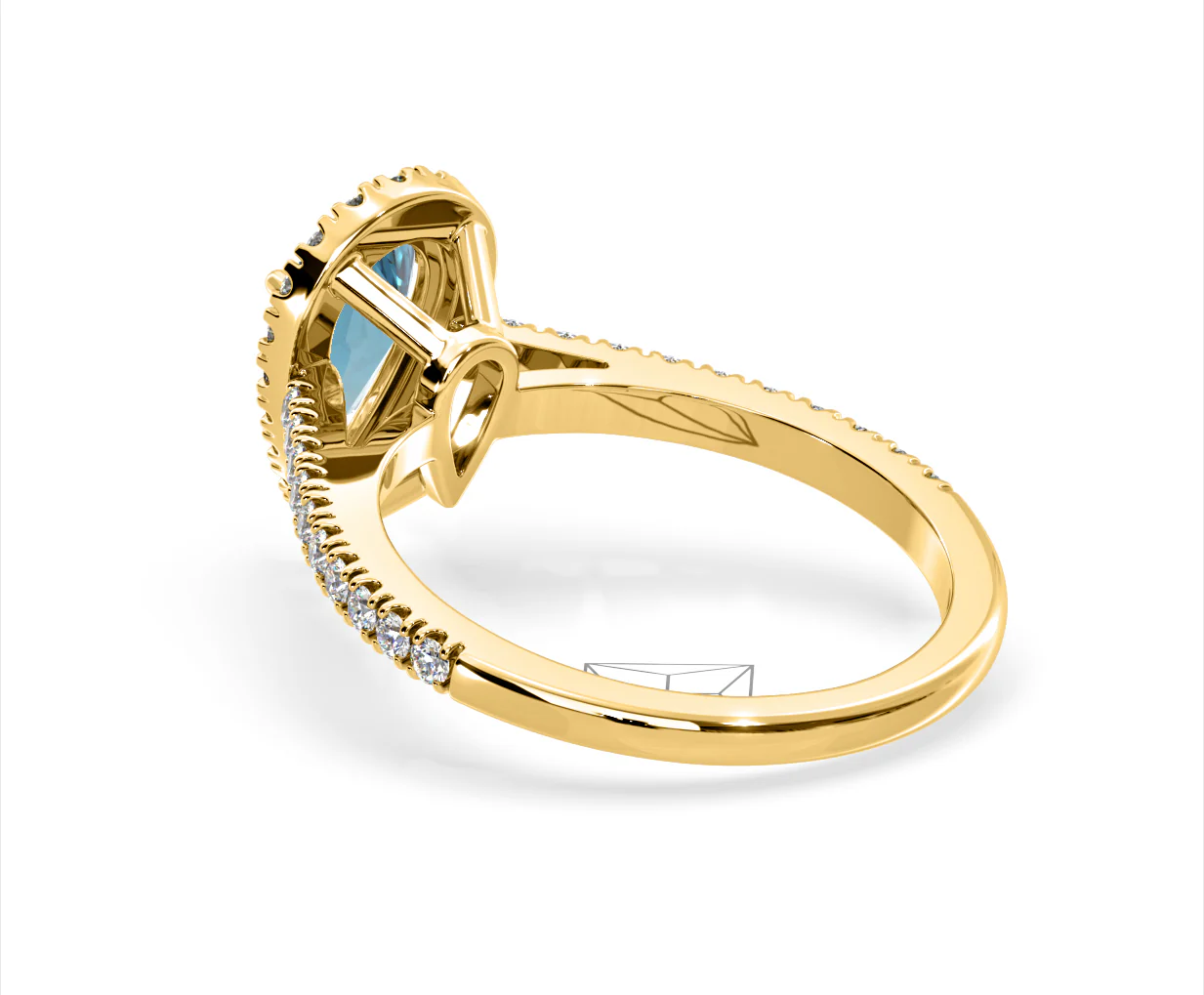 Diana Blue Lab Diamond Pear Halo Ring 1.60ct in 18K Yellow Gold - Elara Collection - Image 37