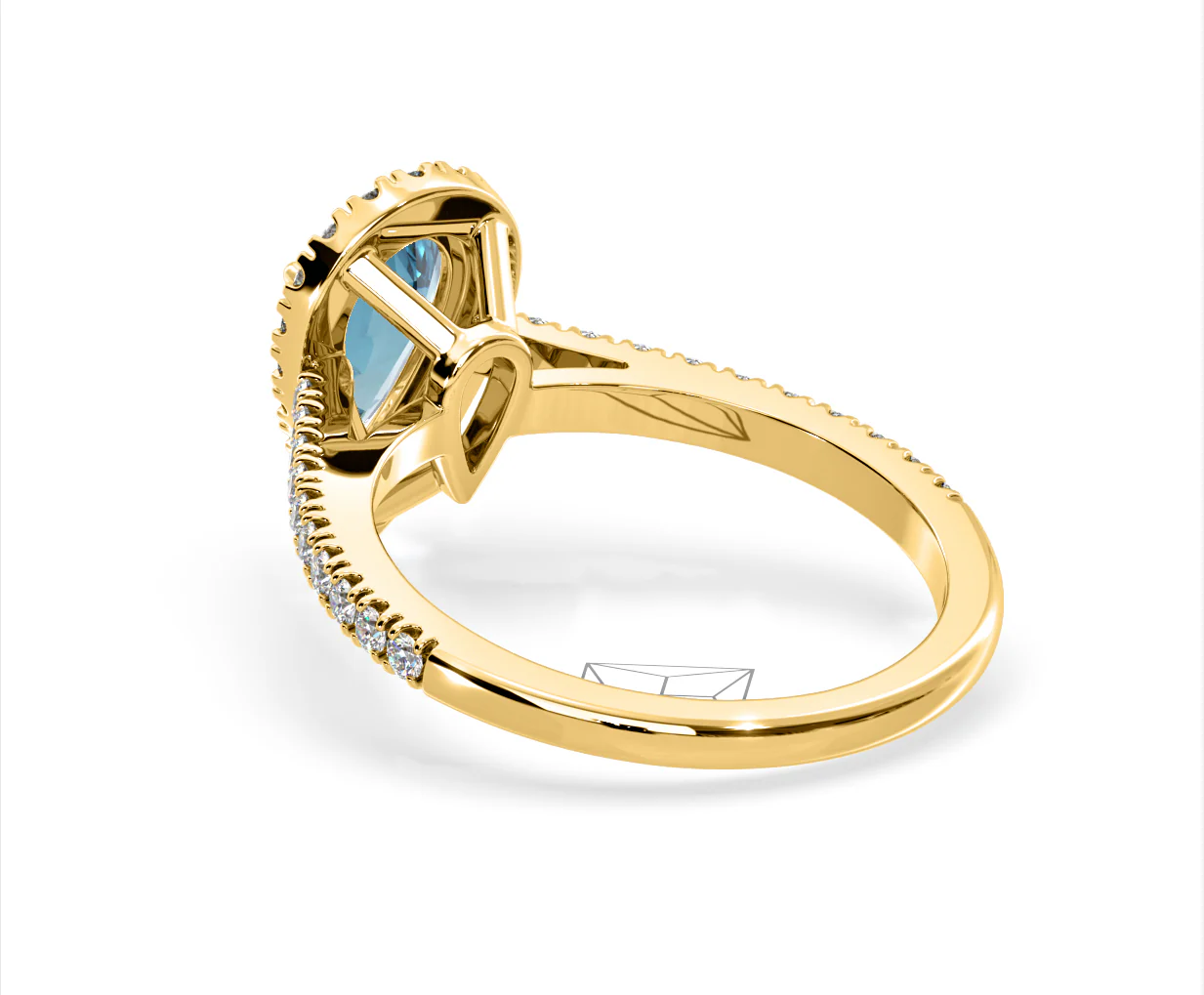 Diana Blue Lab Diamond Pear Halo Ring 1.60ct in 18K Yellow Gold - Elara Collection - Image 38
