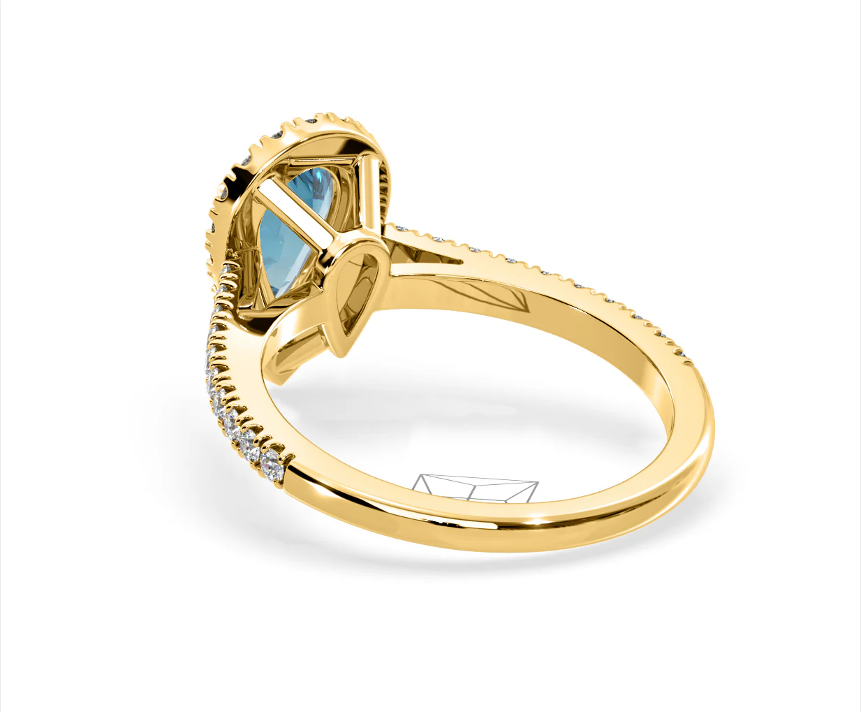 Diana Blue Lab Diamond Pear Halo Ring 1.60ct in 18K Yellow Gold - Elara Collection - Image 39