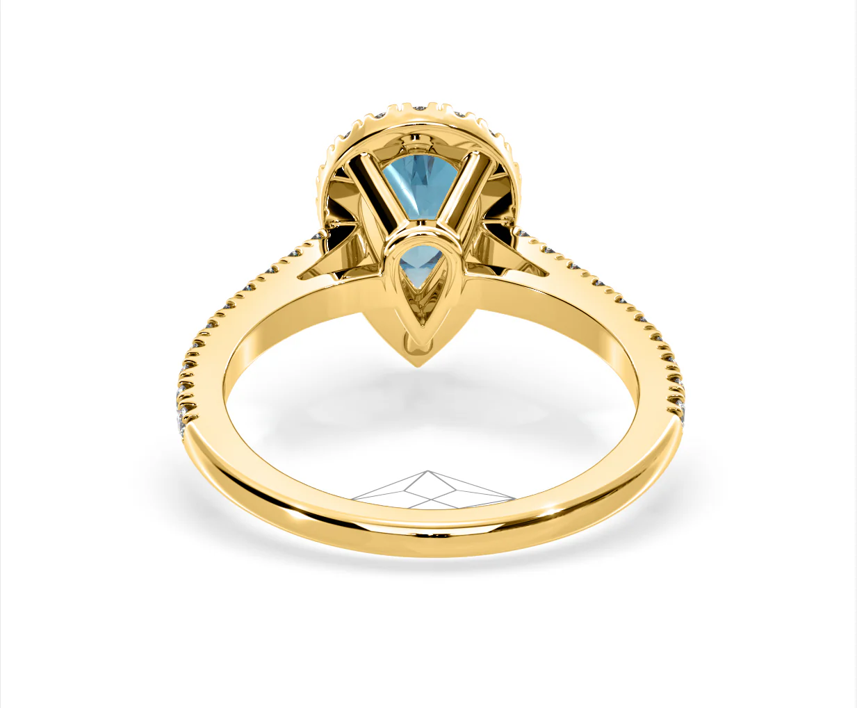 Diana Blue Lab Diamond Pear Halo Ring 1.60ct in 18K Yellow Gold - Elara Collection - Image 46