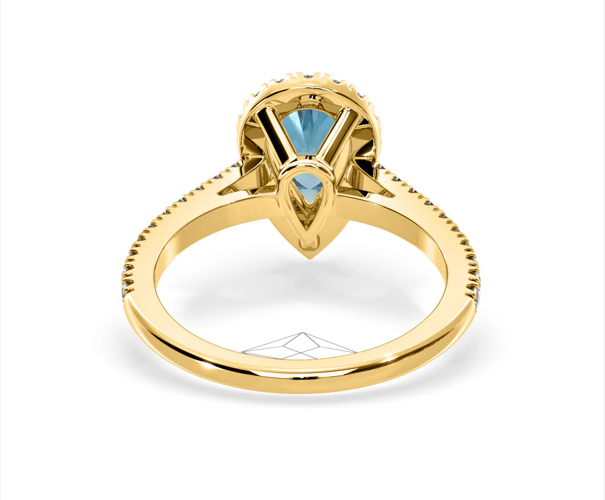 Diana Blue Lab Diamond Pear Halo Ring 1.60ct in 18K Yellow Gold - Elara Collection - Image 47